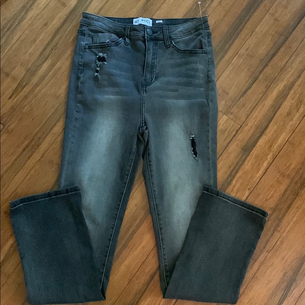 PTCL Gray Skinny Jeans with Distressed Details
